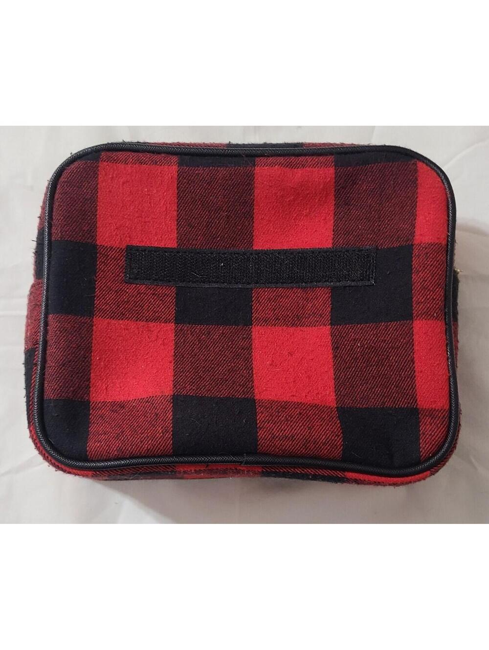 Buffalo Plaid Toiletry Bag With Clear Panel Makeup Cosmetic Travel Organizer GUC